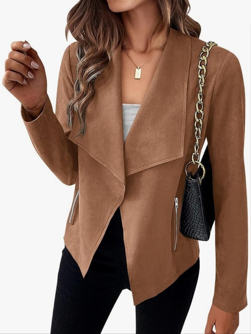 Kirundo Brown Draped Open Front Jacket, Size XL